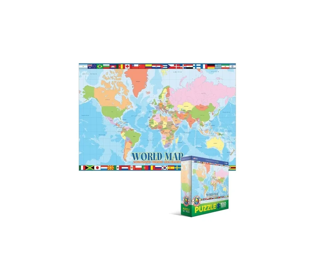 EUROGRAPHICS Puzzle Weltkarte 100 Teile Kinderpuzzle