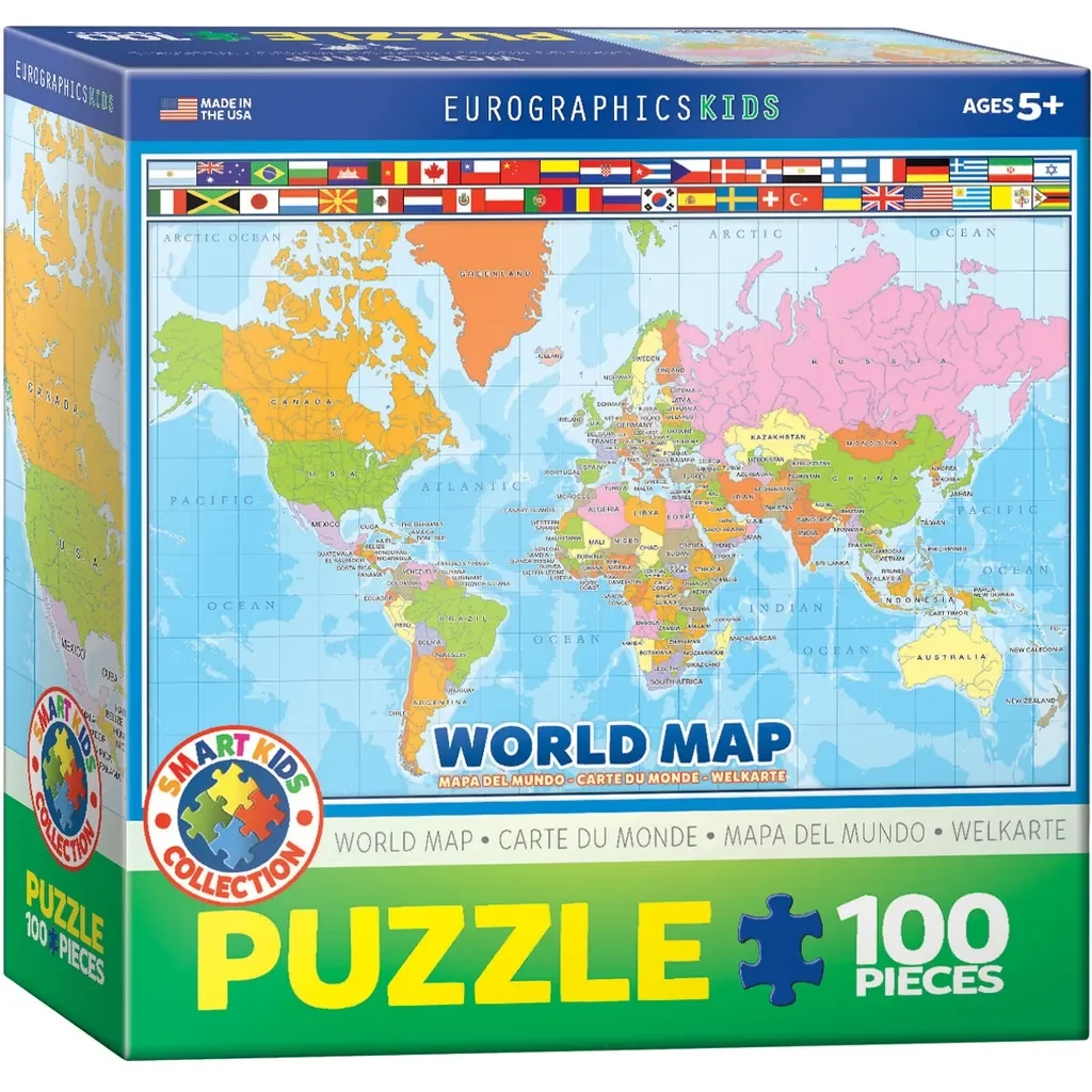 EUROGRAPHICS Puzzle Weltkarte 100 Teile Kinderpuzzle