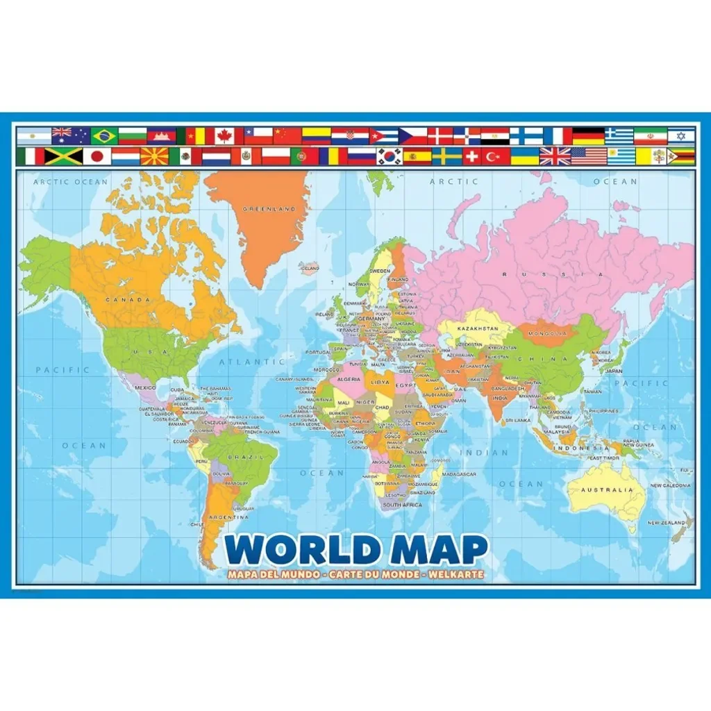 EUROGRAPHICS Puzzle Weltkarte 100 Teile Kinderpuzzle