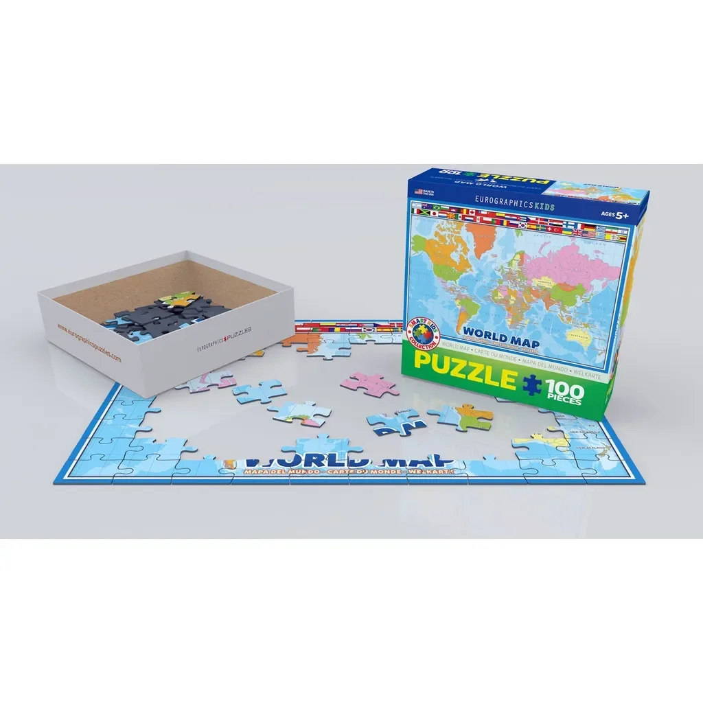 EUROGRAPHICS Puzzle Weltkarte 100 Teile Kinderpuzzle