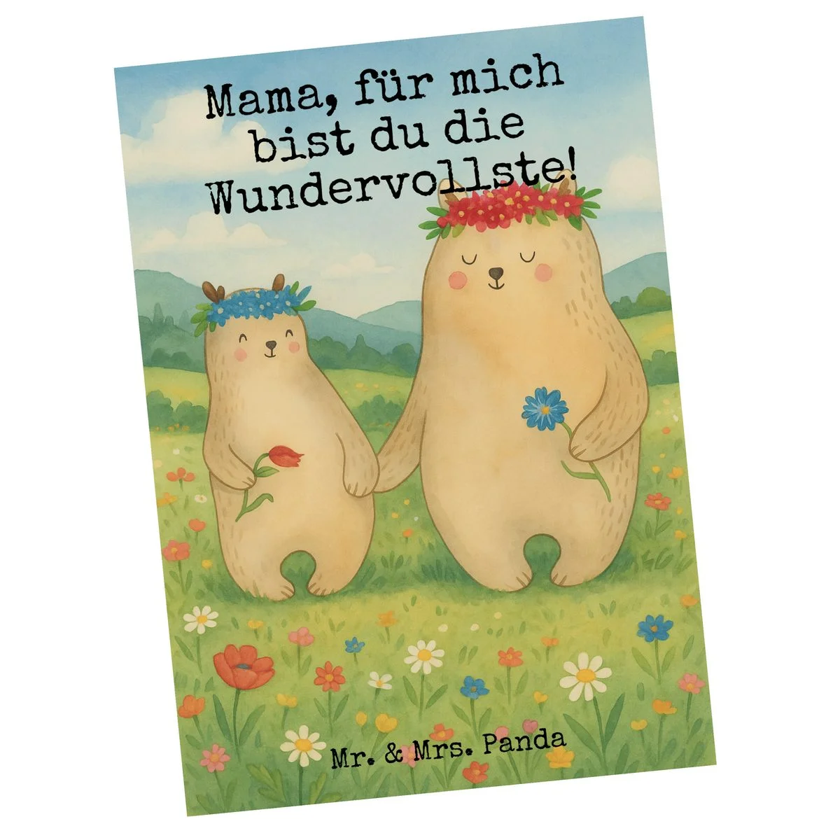 MR. & MRS. PANDA – Postkarte „Bären mit Blumenkranz“