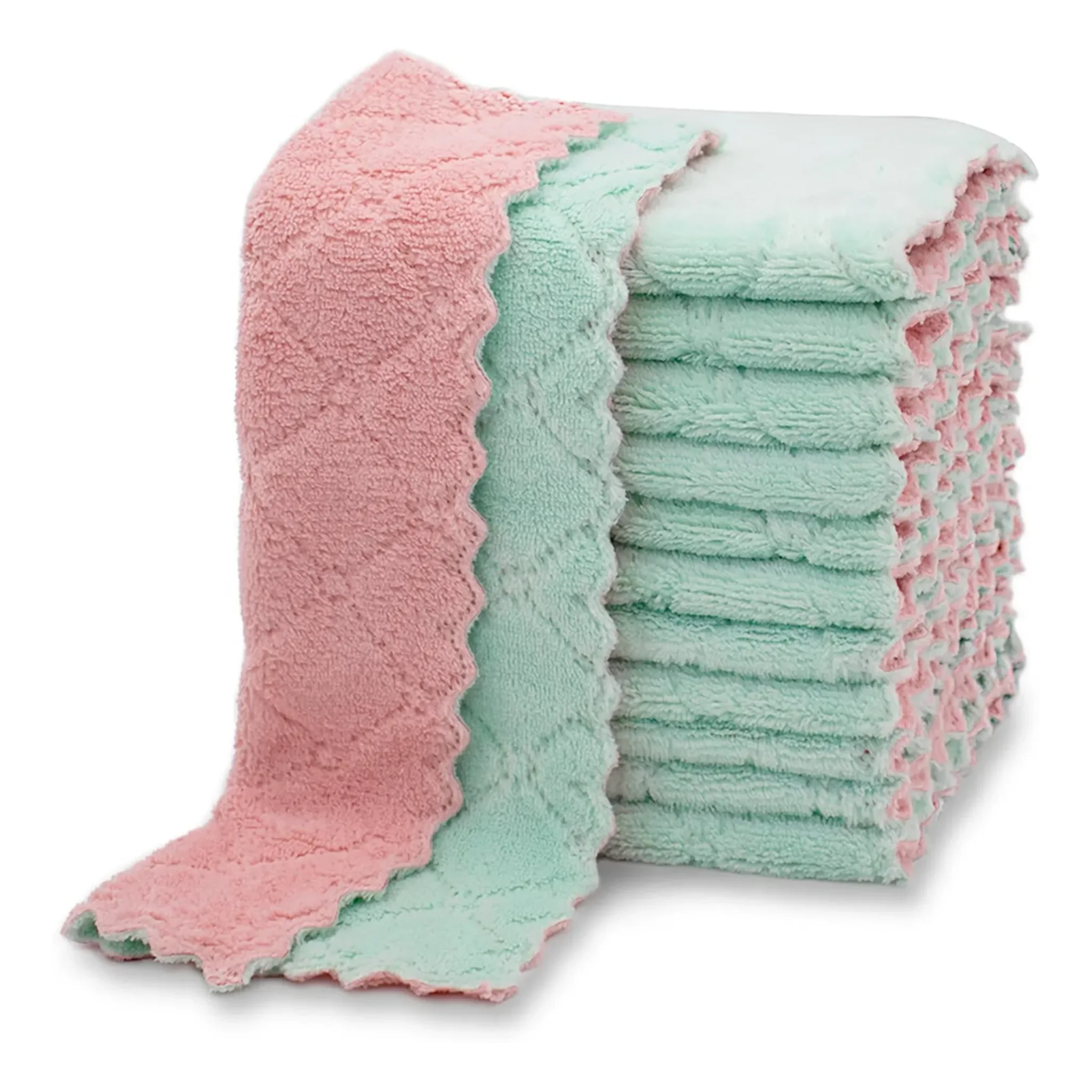 Mikrofaser Geschirrtücher – Ultra saugfähig & kratzfrei (12-teilig, Pastellgrün)