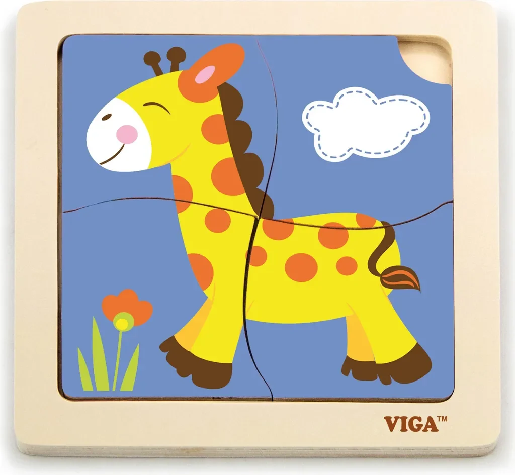 Viga 51319 Rätsel auf dem Podium Giraffe Holzpuzzle Kinder