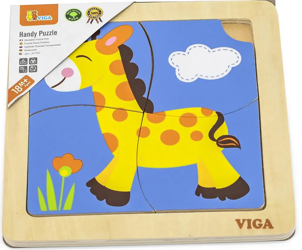 Viga 51319 Rätsel auf dem Podium Giraffe Holzpuzzle Kinder