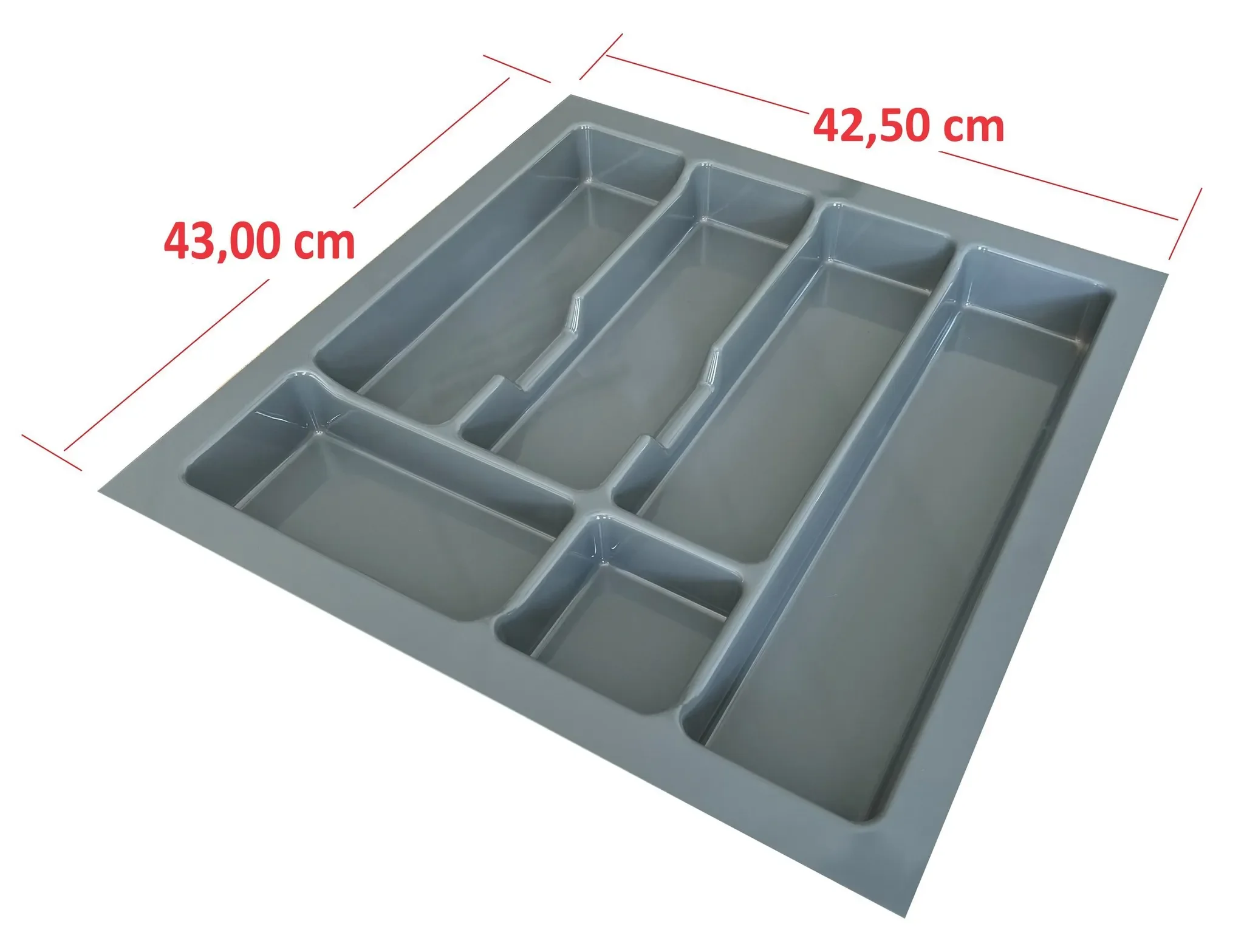 Besteckeinsatz 50 cm – Besteckkasten für Schubkästen, grau