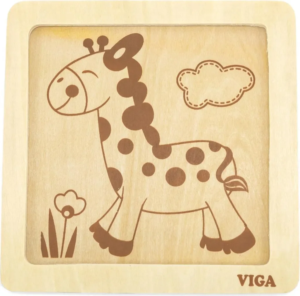 Viga 51319 Rätsel auf dem Podium Giraffe Holzpuzzle Kinder