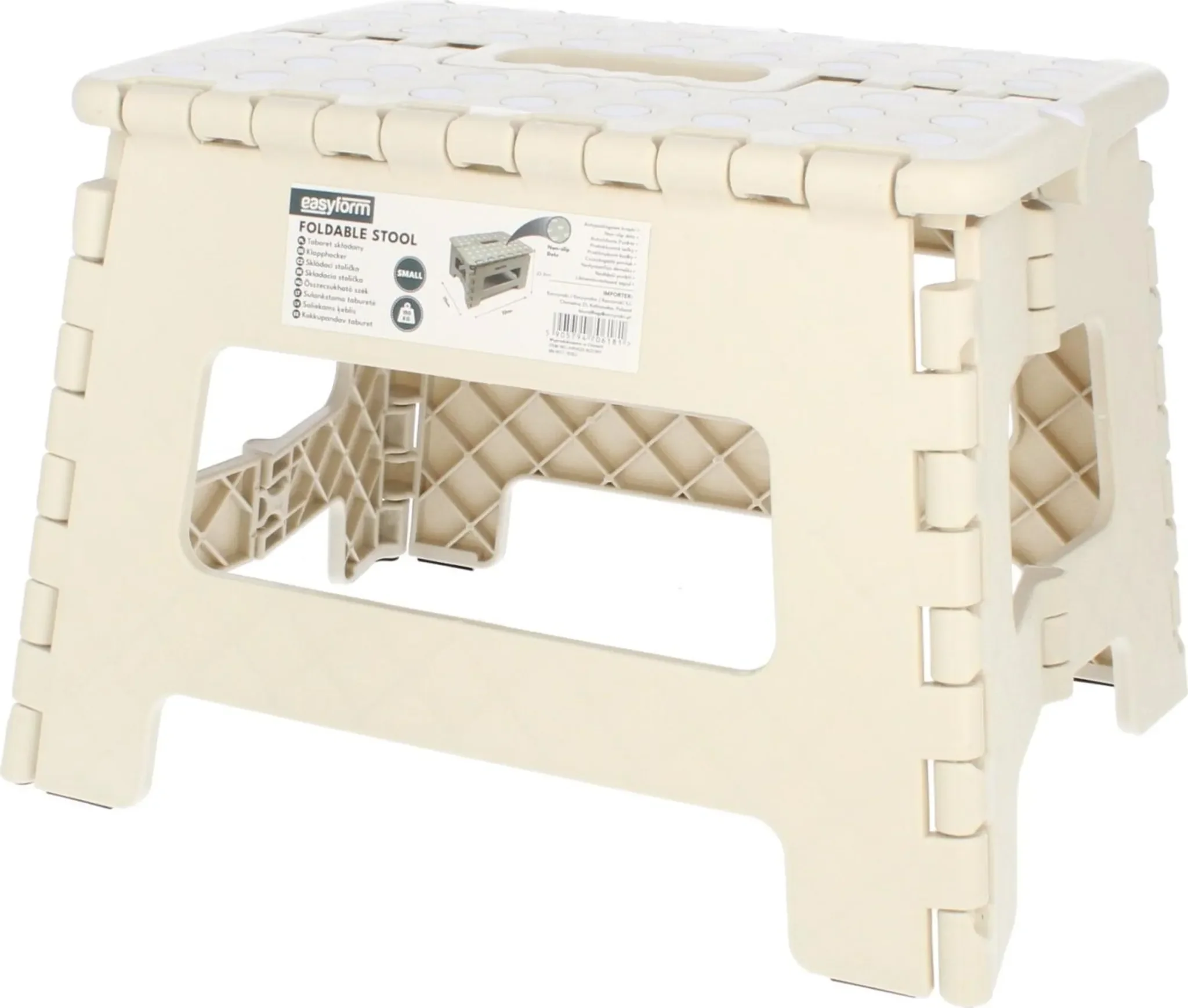 Klapphocker – Anti-Rutsch-Stuhl • 150 kg Belastbarkeit • 22 cm Höhe (Beige)