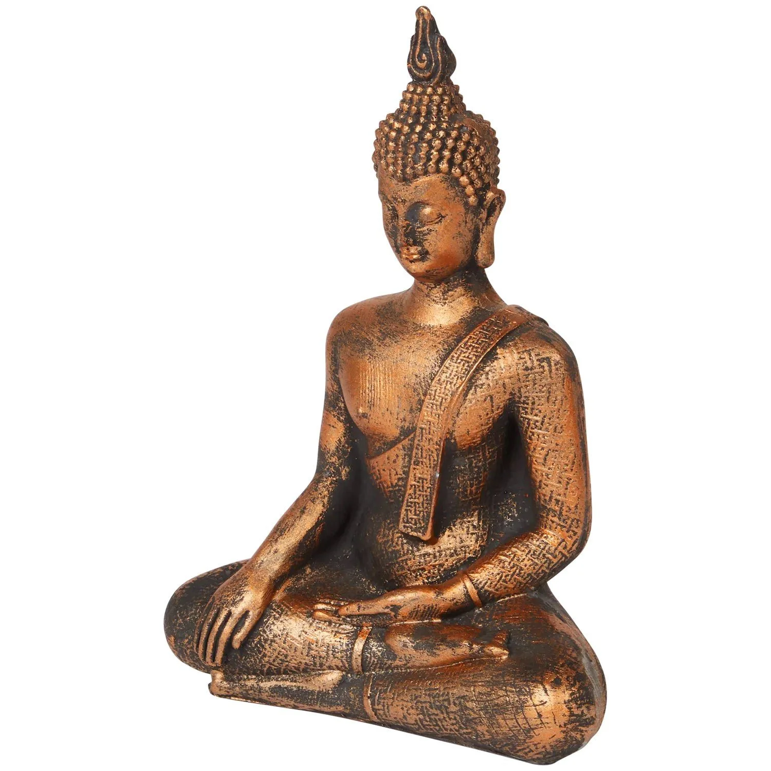 Dekorative Buddha-Figur in Kupferoptik – Stilvolle Ruhe für Zuhause & Büro