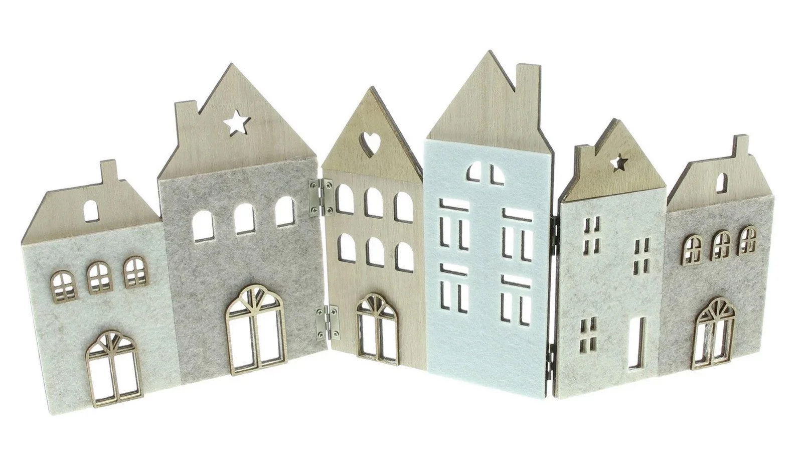 Deko-Häuserfront aus Holz – liebevolle Ganzjahresdeko für Fensterbank, Regal & Sideboard