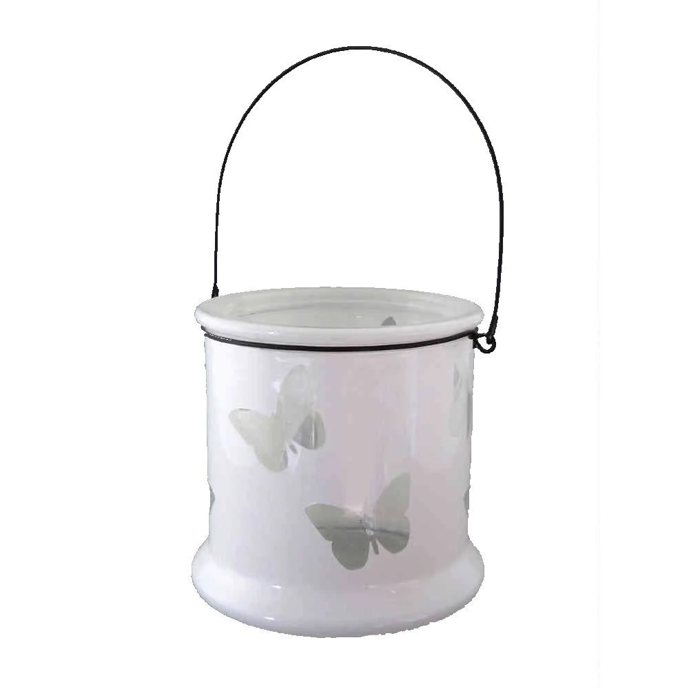 GASPER – Glas-Windlicht „Schmetterling“ zum Hängen, Weiß