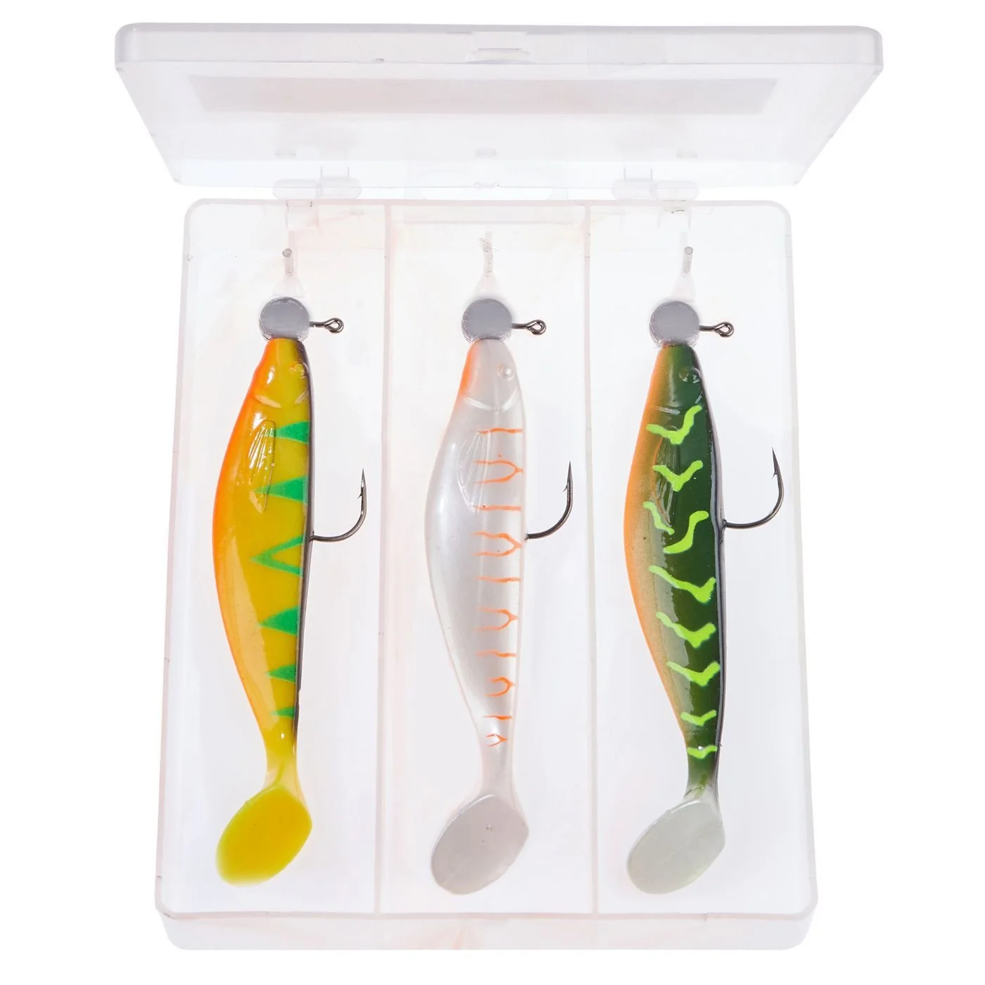 Balzer MK Barsch/Zander Box 3 – 3 Gummifische & 3 Jighaken